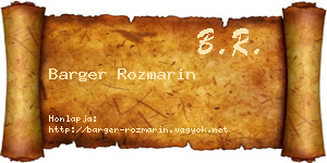 Barger Rozmarin névjegykártya
